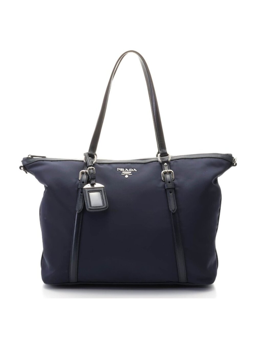 Prada 2-Way Bag Navy Nylon Leather Shoulder